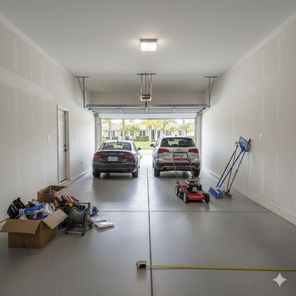 Royal Palm Beach garage prepared for Garage-Tastic organizer with clear walls and sorted items for efficient service