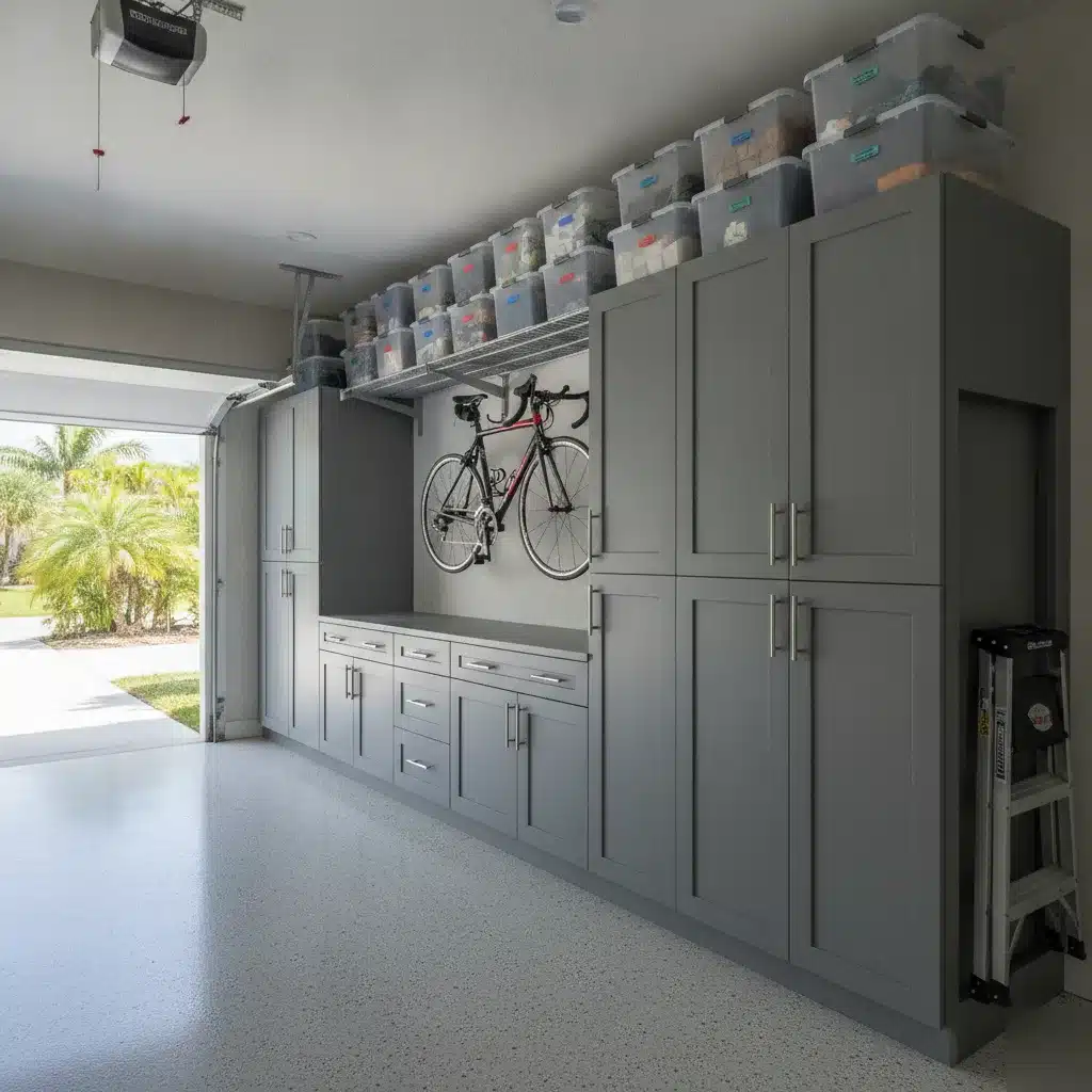 <br />
Finished garage with custom cabinets and storage after Royal Palm Beach makeover