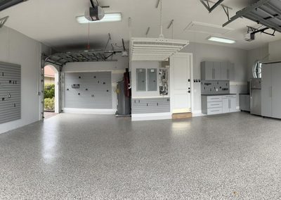 Nichols – Epoxy Flooring, Cabinets, Slatwall, Overhead Rack, and Shelving (Boca Raton, Florida)