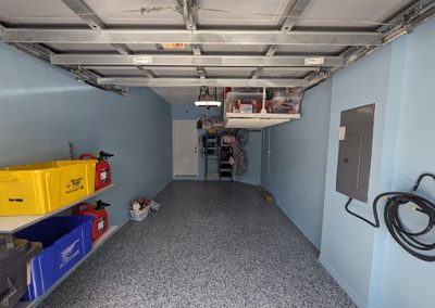 Nahebedian – Overhead Rack, Adjustable Wall Shelves, Monkey Bar Storage, Epoxy Flooring (Wellington, Florida)