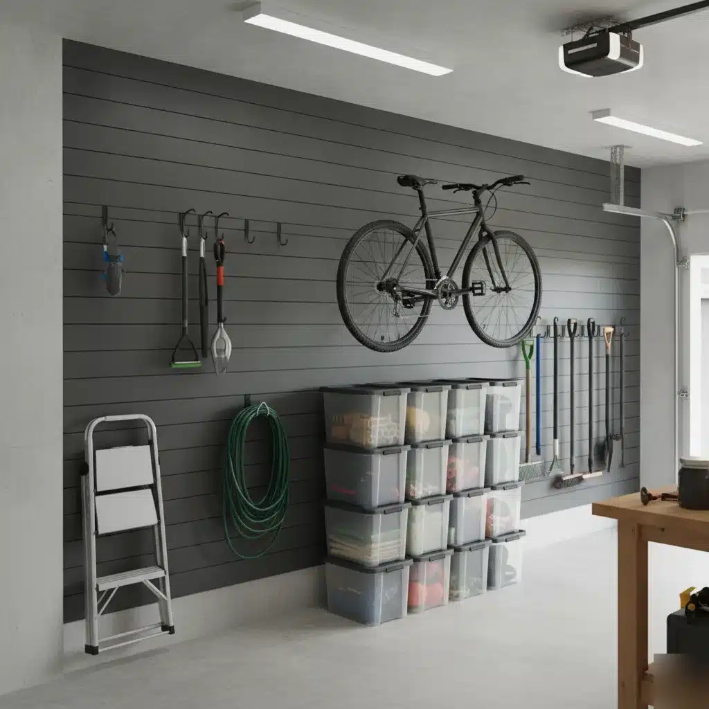 Finished slatwall garage storage system in Royal Palm Beach home