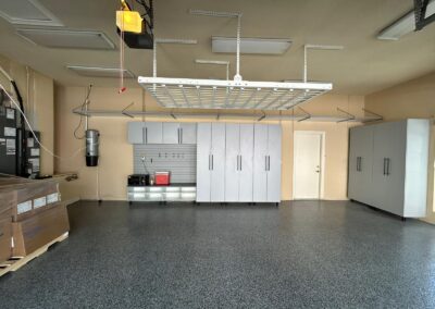 Lynch – Epoxy flooring, Overhead Rack, Cabinets, Shelving, and Slat Wall (Palm Beach Gardens, Florida)